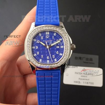 Perfect Replica Blue Patek Philippe Aquanaut 5067a Diamond Watches For Women